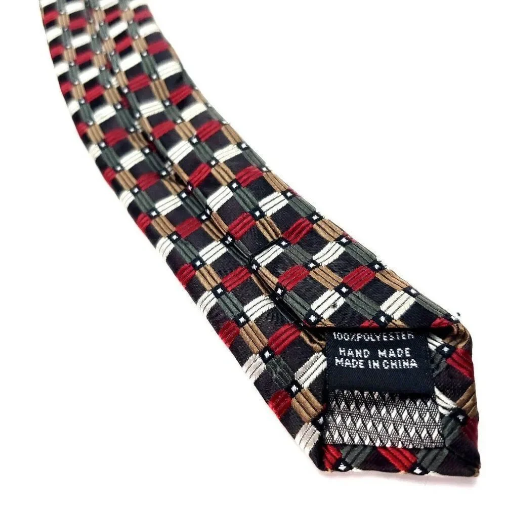 Haggar Multi Colored Polyester Tie Woven Graphic Check‎